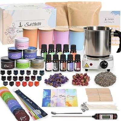 SHOWIN Candle Making Kit, DIY Candle Making Supplies for Adults, Starter Soy Wax Candle Kit with Wax Melter, Jars & Tins, Scented Home Decoration