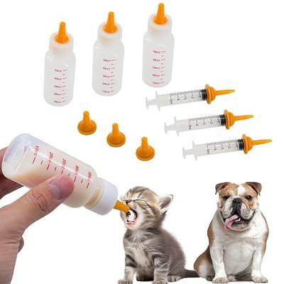 Pet Feeding Bottle and Syringe Set for Puppies and Kittens(3 Bottles,3 Syringes,9 Nipples)