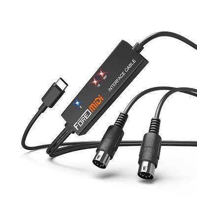FORE MIDI to USB Interface Compatible with USB Type-C MIDI Cable with Input&Output Work with MIDI Keyboard/Synthesizer/MIDI Deivce Compatible with iOS&Android, Windows/Mac OS Black&Orange - 6.5Ft