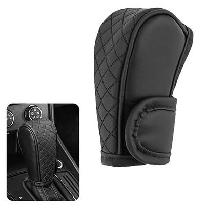Car Shift Handle Transmission Knob Cover Accessories, Eco-Leather Car Shift Cover, Center Console Magic Tape Gear Lever Protector Universal for Most Cars(Black)