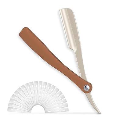 BANGMENG Straight Razor for Men, Professional Barber Razor with 20 Stainless Steel Blades, Edge Single Blade Shavette Shaving Razor for Smooth Precise Shave