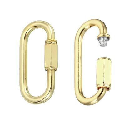 MECCANIXITY Chain Connectors, 6mm Thick Quick Link Screw Lock Oval Clips for Chandelier Pendant Lights, Pale Gold, Pack of 2
