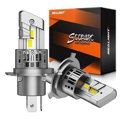 SEALIGHT H4/9003/HB2 LED Bulbs, 50000LM 900% Super Brighter, 1:1 Size, 6500K Cool White, 60000Hrs Long Service Life with Cooling Fan, Plug and Play, Pack of 2
