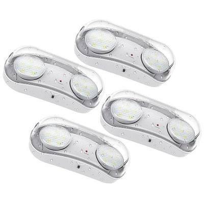 Outdoor Emergency Light with Battery Backup, Exterior Emergency Exit Lights Hardwired, Wet Location LED Egress Lights, Waterproof Commercial Emergency Lighting Fixture, 120-347V, UL Listed(4 Pack)