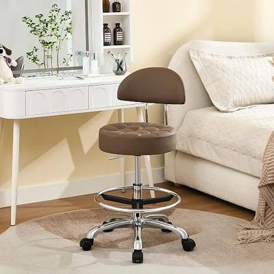 FIRAVOE Salon Chair for Hair Stylist (Adjustable Height 20-27 inch) (Stool with Quiet Wheels and Foot Rest) Ergonomic Guitar Stool for Long Sessions (Coffee Brown)
