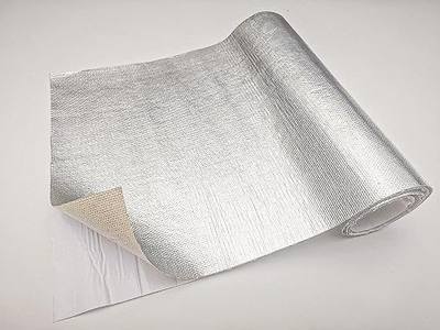 Silver Fynxir Self-Adhesive Aluminized Fiberglass Cloth Heat Shield Blanket/Wrap Sheet - 15"x48" Aluminum Backed Thermal Reflective Insulation Barrier , Firewall(Heat Resistant, Tape-Like Adhesion)