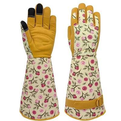 Rose&Cactus Gauntlet Gardening Gloves,Thorn-proof&Puncture Resistance Garden Glove,Cute Pattern,Gardener Gifts