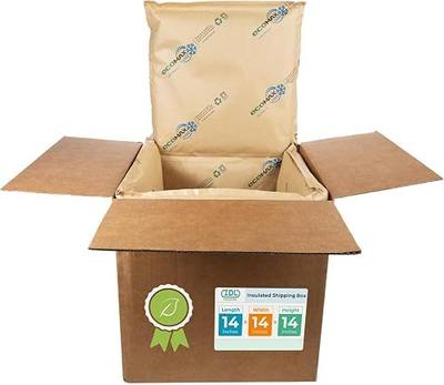 IDL Packaging 14" x 14" x 14" Insulated Shipping Box (USA-Made, 5.8-Gallon Capacity), Pack of 1 - Includes EcoMax™ Thermal-Paper Liners, Absorb Condensation - For Frozen Food, Meat, or Fish