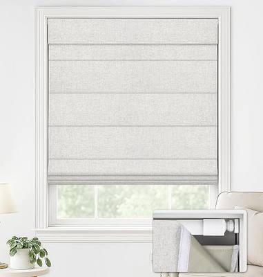 LazBlinds No Drill Roman Shades, Blackout, 34" W x 64" H, Natural | Cordless Blackout Window Shades with UV Protection, Polyester Fabric for Bedroom & Living Room