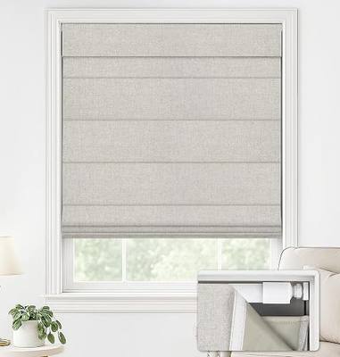 LazBlinds No Drill Roman Shades, Blackout, 35" W x 64" H, Beige | Cordless Blackout Window Shades with UV Protection, Polyester Fabric for Bedroom & Living Room