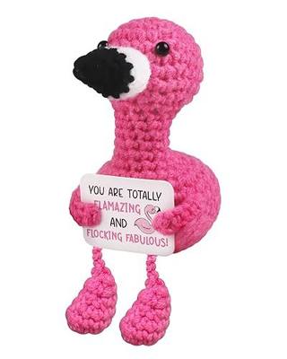 WenmthG Positive Flamingo Crochet Doll - Mini Funny Gifts for Women Girlfriend Wife Couple Positive Crochet Animals Emotional Cheer Up Support Handmade Flamingo Birthday Graduation Decoration Gift