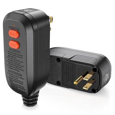 GFCI Replacement Plug Assembly Auto Reset 15 Amp 3 Prongs, 5 Years Warranty, Ground Fault Circuit Interrupter Safety Plug for Pressure Washer, Hot Tub, Air Conditioner, Hair Dryer - Black