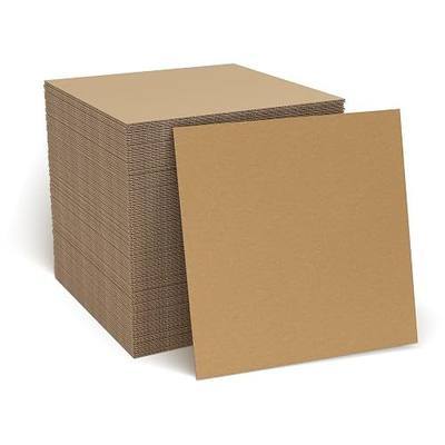 100 Pack 12x12 Inch Flat Corrugated Cardboard Sheets - 0.07 Inch Thick Square Thin Cardboard Padding Inserts for Crafts, Mailers, Box Dividers, Drawing & DIY Projects