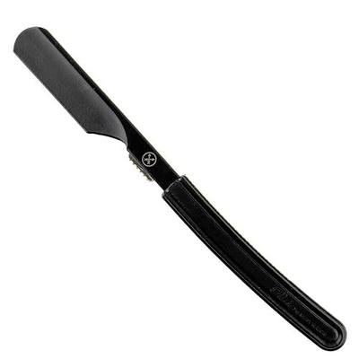 Parker Director Non-Folding Kamasori Style Straight Barber Razor (Black) | Non-Folding, Japanese-Style,with Stainless Steel Arm, Blade Protector Cap, Ergonomic Non-Slip Handle, Ideal for Professionals