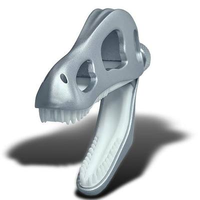 Prehistoric T-Rex Guitar Capo - Dinosaur Skull Design with Silicone Teeth, Zinc Alloy Adjustable Clamp for Acoustic/Electric Guitar, Bass, Ukulele & Banjo (Silver)