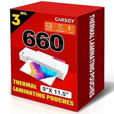CAREGY Thermal Laminating Pouches,660 Pack Laminating Sheets, 3 Mil, 9 x 11.5 Inches Lamination Sheet Paper for Laminator, Round Corner Letter Size, Office and School Supplies