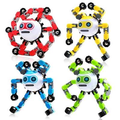 4 PCS Travel Toys Transformable Fidget Spinners Toys for Kids and Adults Sensory Toy for Boys Teens Stress Relief Autism ADHD Cool Road Trip Travel Essential Birthdays Gifts for Party Favors