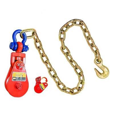 Upgraded Snatch Block with Chain, Snatch Block 2 Ton WLL, for 3/8" Wire Rope,Snatch Block Pulley for Towing and Recovery,Rollback Wrecker Car Carrier Tow Truck Accessories