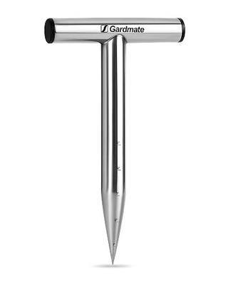 Stainless Steel Hand Dibber with Depth Markings & T-Handle, Rust-Resistant Bulb Planter Tool for Seeds, Seedlings & Bulbs – Ergonomic Design for Garden & Lawn