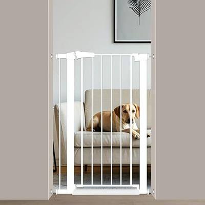 Fairy Baby 24.5"-29.5" Inch Narrow Baby Gate, 38" Extra Tall Small Pet Gate for Doorways, Metal Safety Child Gate Auto Close, Walk Through Dog Gates Pressure Mounted Indoor No Drill, White