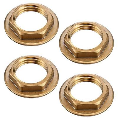 4 Pack 1/2" Female Locks Nut Pipe Fitting Lock Nut with Flange Brass Lock Nuts Gasket Hex Brass Female Locknut for Water Gas Oil