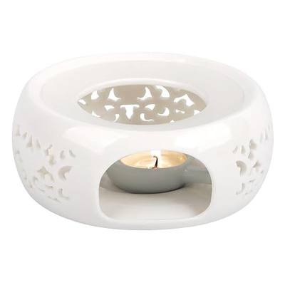 KAYCROWN Teapot Warmer, Ceramic Tea Warmer with Tealight Holder, Teapot Heater for Heating Tea, Coffee, Milk, Tea Light Warmer (White)