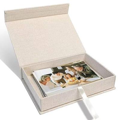 5x7" Archival Photo Storage Box with Lid – Stackable Memory Keepsake Organizer for Photos, Certificates, Jewelry & Scrapbooking Supplies, Photo Cases and Postcard Keeper Storage Container Box Beige