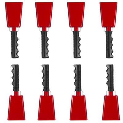 Red 9inch noise makers Cowbell with Handle suitable for sporting events such as rugby matches, soccer matches, marathon matches,8Pcs