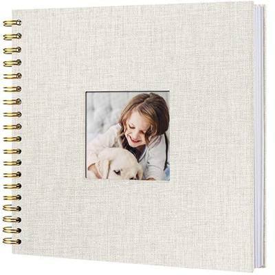 8 x 8 Inch Scrapbook Photo Album, Hardcover Kraft White Pages Arch Window Photo, Memory Book Linen Cover for Photos, Scrapbook Albums for Travel, Wedding Anniversary Christmas Baby 40 Pages, Beige