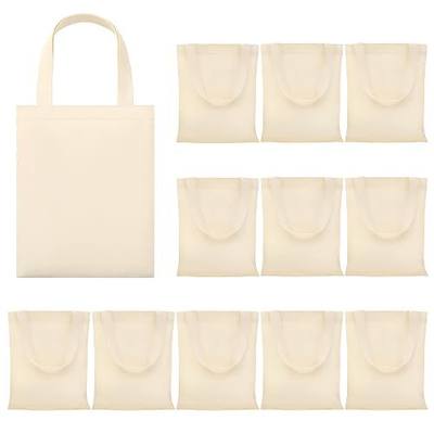 Phicorn Small Cotton Canvas Tote Bags, 12-Pack, 9 x 11 in, 8 oz Blank | Compact blank totes with short handles for crafts, small gifts, party favors, organizing, and light hand carrying