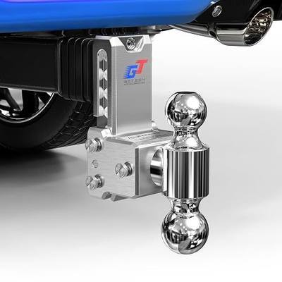 Geteen Adjustable Trailer Hitch Ball Mount - Fits 2.0" Receiver, Dual Ball 2" x 2-5/16"(10,000 GTW), 5" Drop & Rise Heavy Duty Aluminum Tow Hitch with 4 Anti-Rattle Gasket & 1 Locking Hitch Pin