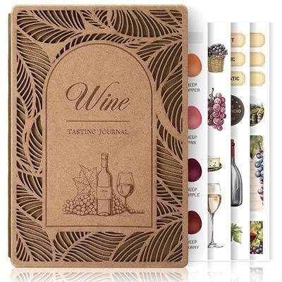 Wine Tasting Journal - Guided Wine Notebook & Diary A5 Size, Includes 4 Step Tasting Method, 24 Color Card, Aroma Wheel, Food Stickers - Engraved Wonderful Diary & Log