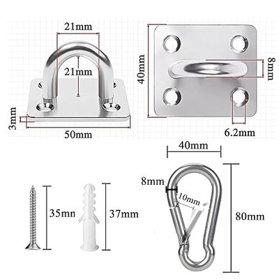 Stainless Steel Tie Out Mounted Wall Hook with Clip for Dog Up to 500lbs | for Small / Medium / Large Dog, Rust-resistant & Corrosion-resistant, Applicable to Concrete/Brick/Wood