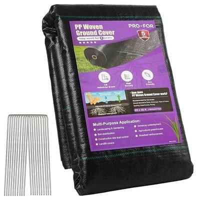 3FT x 50FT 3.2oz Heavy Duty Weed Barrier Landscape Fabric – Premium Woven Ground Cover for Gardening, Farming & Driveways, Breathable Weed Control Cloth with 10 U-Shaped Securing Pegs