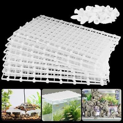 12pcs Aquarium Fish Tank Divider Filter Bottom with Bracket, Plastic Egg Crate Grid (11.6X5.7inch) for Fish Tank Separation, Bottom Filtration & DIY Aquascaping (White, 72 Brackets)
