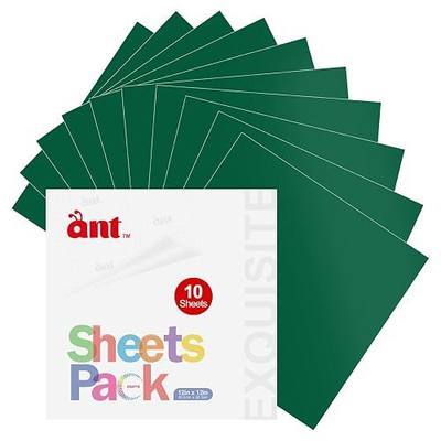 ANT Permanent Vinyl Sheets, Green 12" x 12" 10 Sheets Self Adhesive for Cutting Machine, Permanent Outdoor Vinyl for Party Decoration, Sticker, DIY Mug, Car Decal (10, Green)