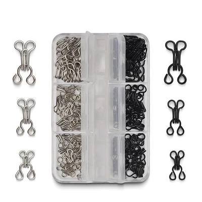 Ahviesli 72 Pairs Hook and Eye Sewing Kit – Black and Silver Bra Hooks Replacement in Multiple Sizes, Ideal for DIY Clothing Repairs, Underwear Alteration, and Home Sewing, with Storage Box