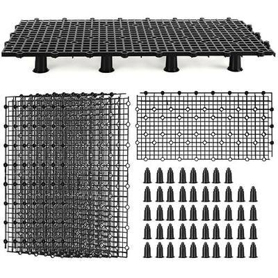 8pcs Aquarium Fish Tank Divider Filter Bottom with Bracket, Plastic Egg Crate Grid (11.6X5.7inch) for Fish Tank Separation, Bottom Filtration & DIY Aquascaping (Black, 48 Brackets)