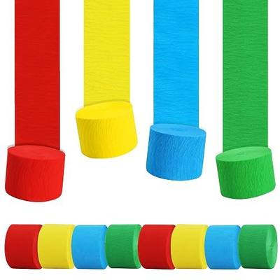 BEISHIDA 8 Rolls Red Yellow Blue and Green Crepe Paper Streamers for Carnival Circus Sesame Street Paw Party Decorations, Birthday DIY Craft Paper(1.8 Inch x 82 Ft/Roll)