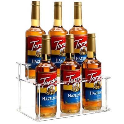 Acrylic Coffee Syrup Rack (6 Bottle Capacity),Syrup Bottle Holder Stand for Coffee Bar,Kitchen.Small Wine Rack for Bar,Family,Storage for Syrup,Wine,Condiments(Transparent)