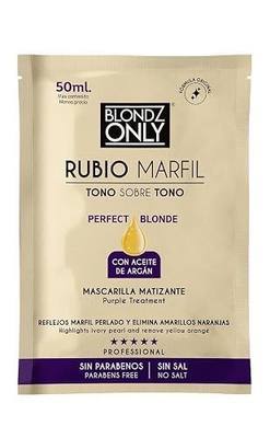 Purple Conditioner Treatment Mask Rubio Marfil Blonde Pearl with Argan Oil Perfect Blonde Toner (Beige) Pack of 2 Sachet 3.38 Fl. Oz (100 ml)