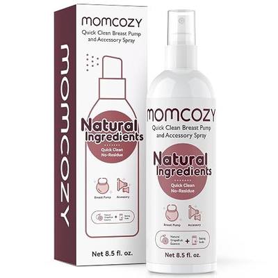Momcozy Electric Breast Pump Cleaning Spray, Milk Fat Removal, 8.5 Fl Oz | Purely Clean, Natural Grapefruit Scent, Spray for Pump or Accessories, and other Baby Products, Not a Lubricant