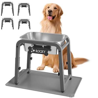 1.2 Gallon Elevated Large Dog Water Bowl with Mat, 4 Height Adjustable 12-17", Raised Dog Water Bowl Stand for Large Breed