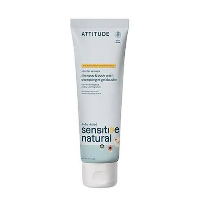 ATTITUDE Baby 2-in-1 Shampoo and Body Wash, EWG Verified, Extra Gentle, Enriched with Oatmeal, Dermatologically Tested, Vegan, Unscented, 8 Fl Oz