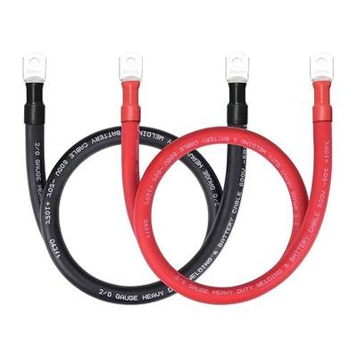 2/0 Battery Cable 3FT, 2/0 AWG Battery Cable with 5/16" Lugs for Cars, RVs, Trucks, Motorcycles, Boats and Solar Panels