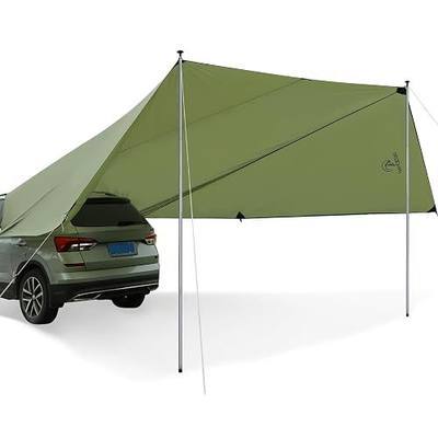 REDCAMP Large 19ft x17ft Car Awning for SUV with 2 Tarp Poles & 2 Suction Cup Hooks, Waterproof UV Protection Sun Shade Vehicle Awning Shelter Tarp for Camping, Truck, Van, Tailgate Canopy