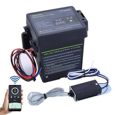 TREGEN Helios_88211 Trailer Breakaway Kit with LED Indicator, Bluetooth & Mobile App w/Real-Time Status, Water Resistant Brake Controller, Solar Charging (12V Battery Included)-Trailer & Caravan