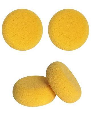 WAFJAMF 4 Pcs 3 Inch Round Painting Sponge Artist Pottery Clay Art Crafts | Synthetic reusable elasticity soft yellow sponges for acrylic watercolor face, ceramics sculpting, leather care & shoes