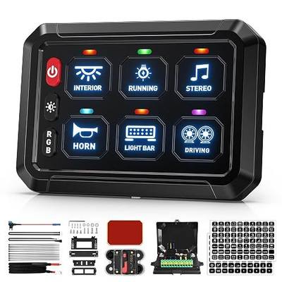 BUMBEE 6 Gang Switch Panel RGB 6-Level Brightness Switches, High Power 3 Silicone Button, Multifunction Toggle Switch Box Circuit Control Relay Momentary Golf Cart Truck SUV RV Offroad Marine