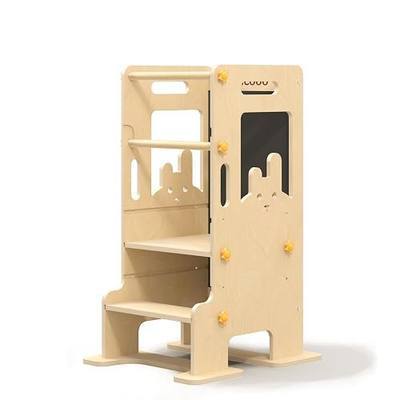 Kids Kitchen Step Stool - Learning Standing Tower with Blackboard, Height Adjustable Safety Rail Stool for Kids, Non-Slip Adjustable Stool for Kitchen, Bathroom
